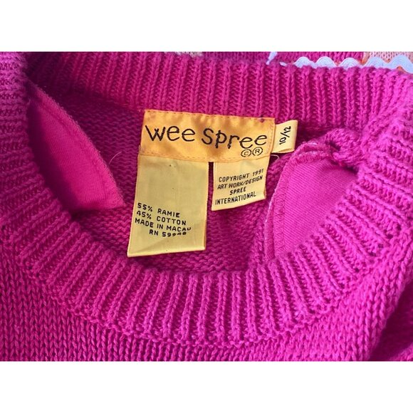 Vintage Wee Spree Girls Pink Sweater With Doll Appliqués & Balloon Design 10/12 - Picture 13 of 13